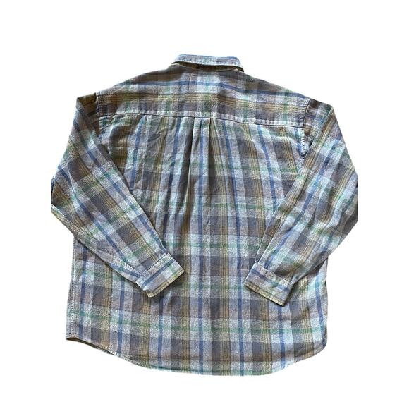 VTG-Inspired Comfort Outfitter Big Mens Flannel Shirt 2XL Blue Plaid 100% Cotton - Picture 8 of 8